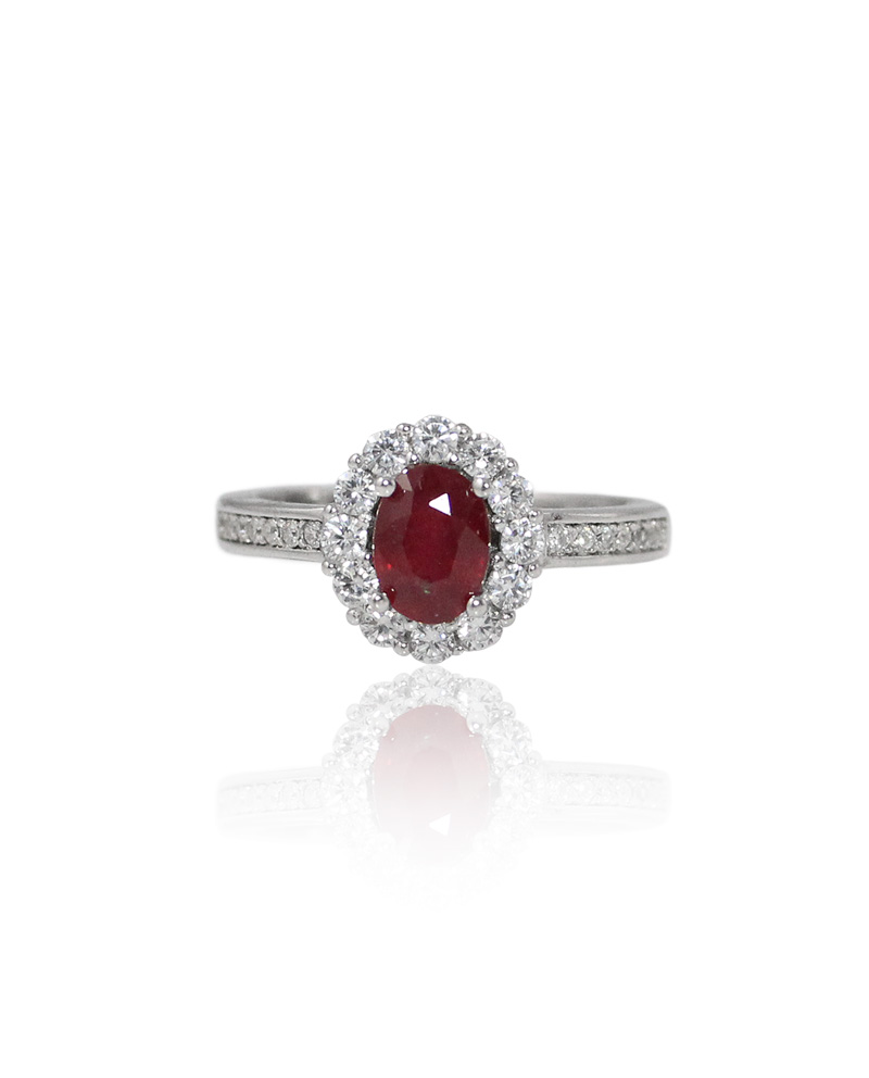 Blood Ruby Halo Ring – Gemstone Ring | Huongs Jewellery